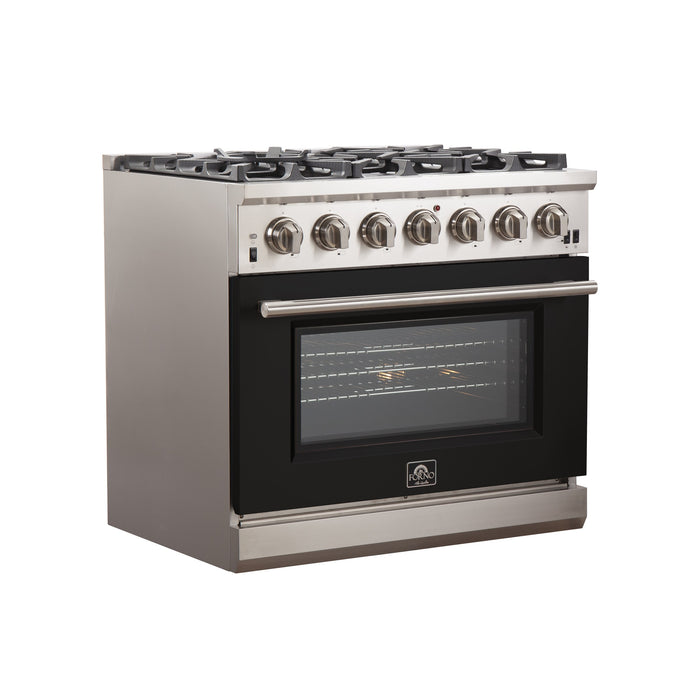 Forno FFSGS6260-36 36” Capriasca with FORNO ALTA QUALITA Pro-Style Gas 6 Italian Burners 120,000 BTU All 304 Stainless Steel