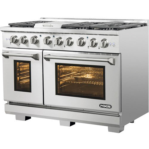 NXR 48" Professional Dual Fuel Range with Six Burners, Griddle, and Convection Ovens