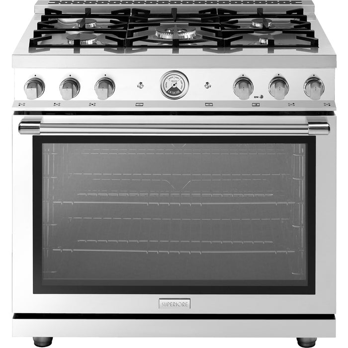 Superiore RL361GPW_S_ LA CUCINA 36" Classic Pearl White Gas Range with 5 Burners and Convection Oven