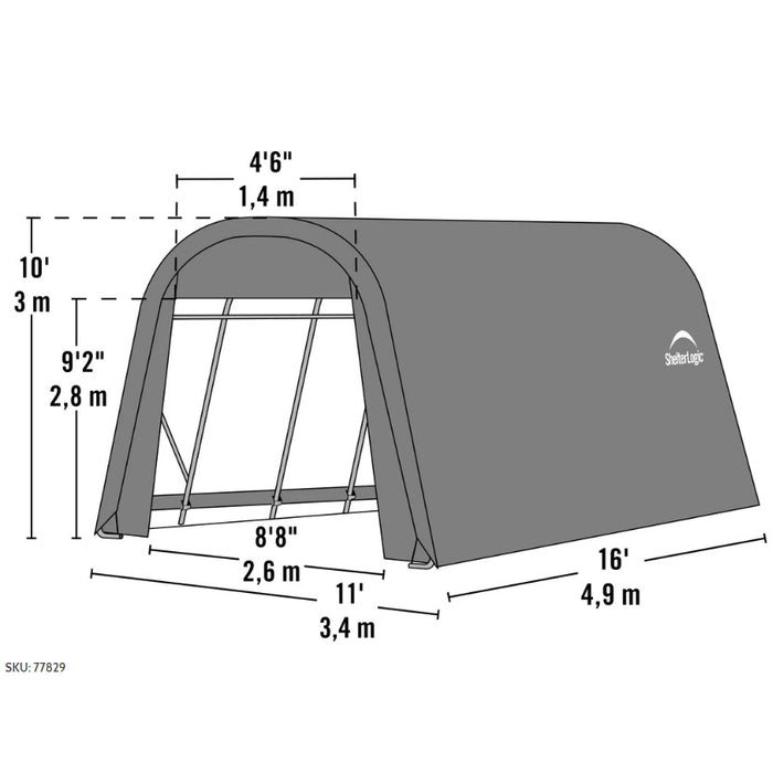 ShelterLogic ShelterCoat Custom Round Wind and Snow Rated Shelter, Standard PE 9 oz. Green