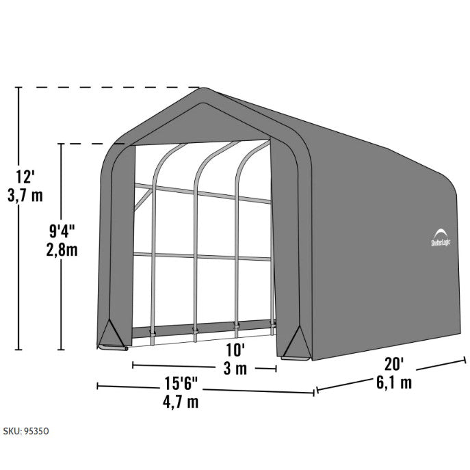 ShelterLogic ShelterCoat Custom Peak Shelter, Standard PE 9 oz. Gray