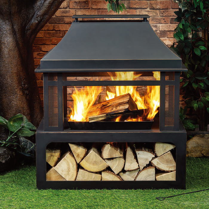 DekoLiving COB10501 Metal Wood Burner Fireplace