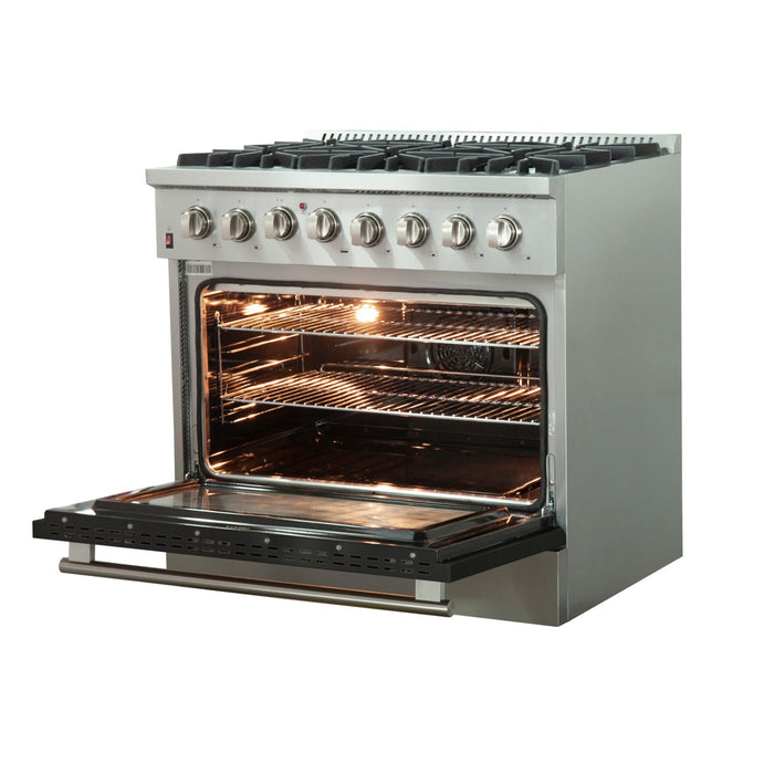 Forno FFSGS6156-36 36″ Galiano Gas Range with 240 Volt Electric Oven