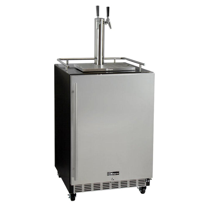 Kegco HK38BSC Dual Tap Stainless Steel Commercial Right Hinge Built-In Kegerator with Kit - 24" Wide