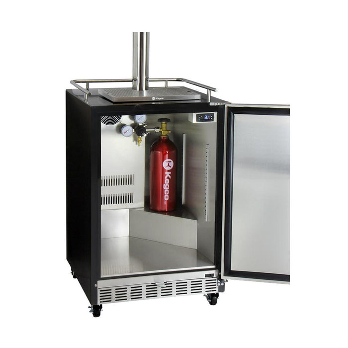 Kegco HK38BSC Dual Tap Stainless Steel Commercial Built-In Left Hinge Kegerator with Kit -24" Wide