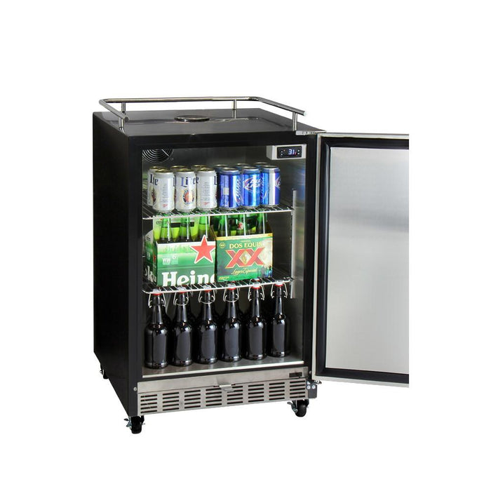 Kegco HK38BSC Dual Tap Stainless Steel Commercial Right Hinge Built-In Kegerator with Kit - 24" Wide