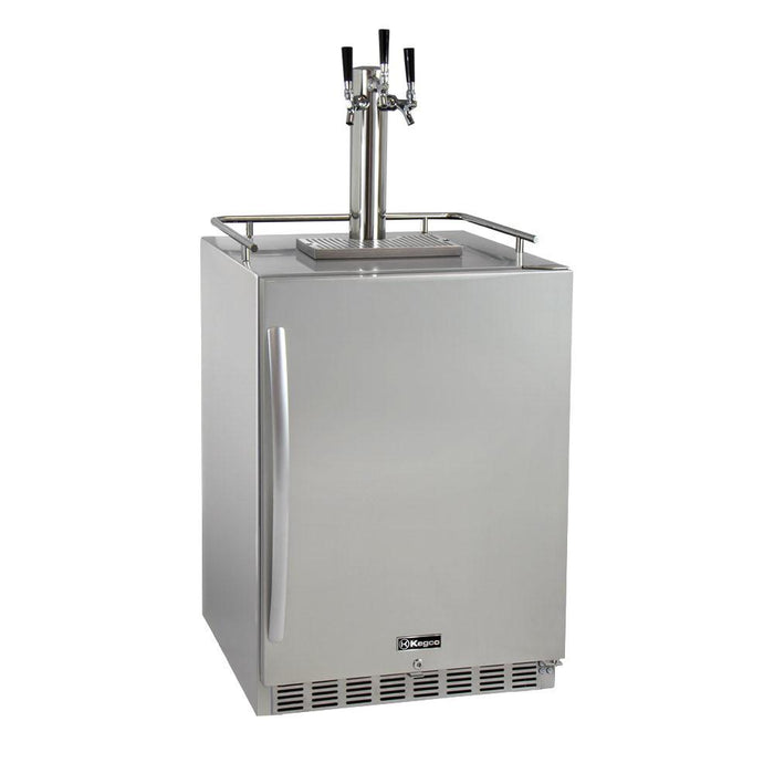 Kegco HK38SSU Triple Tap All Stainless Steel Outdoor Built-In Right Hinge Kegerator with Kit -24" Wide