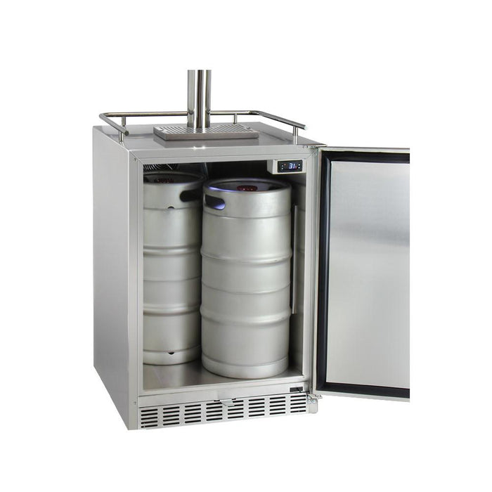 Kegco HK38SSU Single Tap All Stainless Steel Outdoor Built-In Right Hinge Kegerator with Kit - 24" Wide