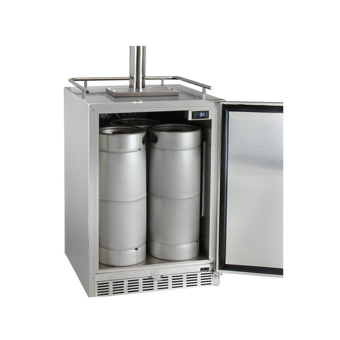 Kegco HK38SSU Dual Tap All Stainless Steel Outdoor Built-In Left Hinge Kegerator with Kit - 24" Wide with Kit