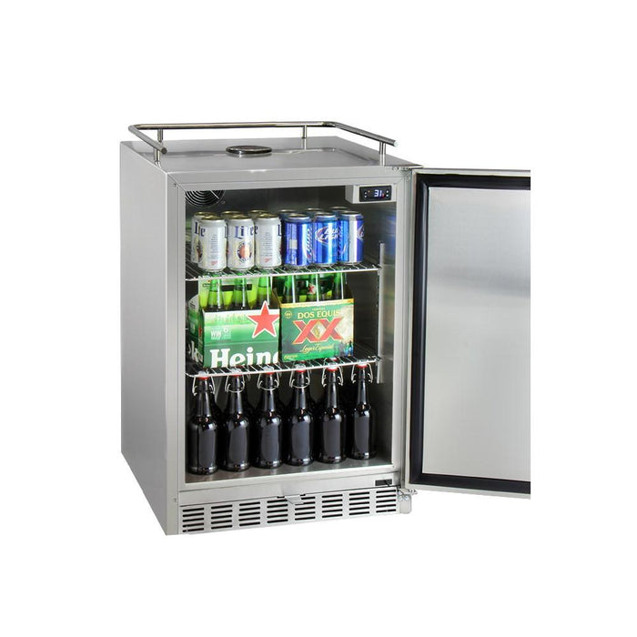 Kegco HK38SSU Dual Tap All Stainless Steel Outdoor Built-In Left Hinge Kegerator with Kit - 24" Wide with Kit