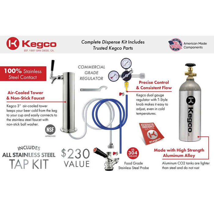 Kegco K309 Single Tap Stainless Steel Digital Kegerator - 24" Wide