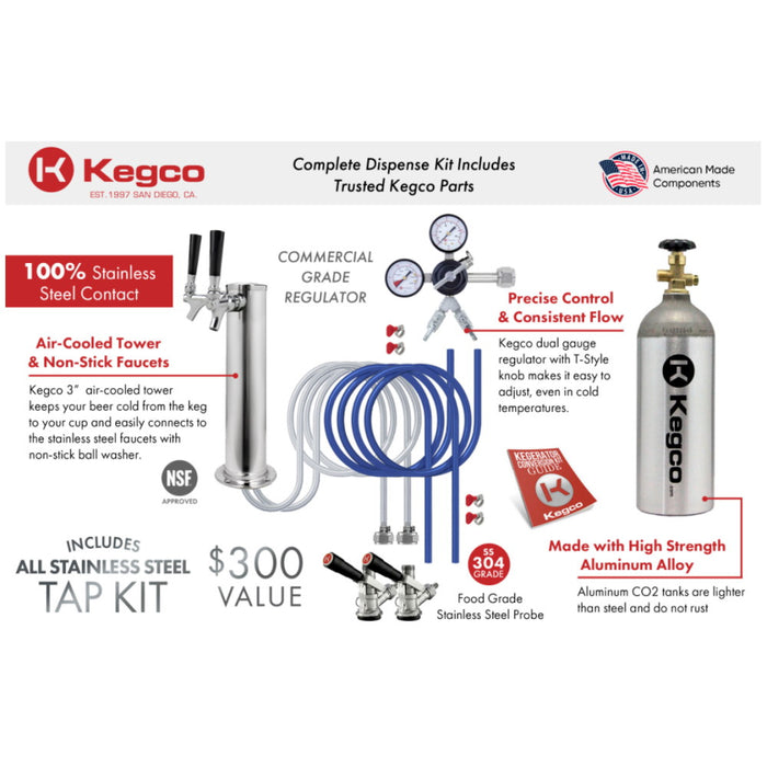 Kegco K309 Dual Tap Stainless Steel Digital Kegerator - 24" Wide