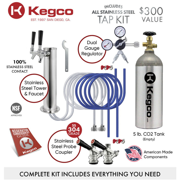 Kegco K309X Dual Tap Black Stainless Steel Digital Kegerator - 24" Wide