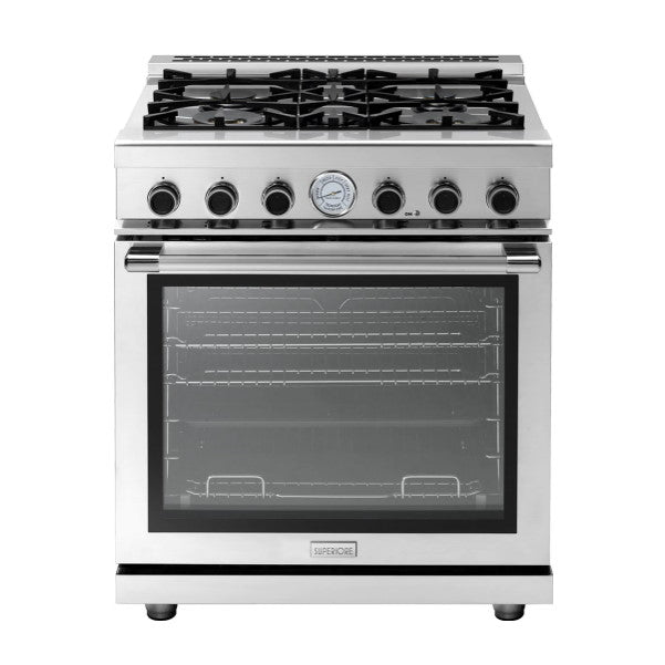 Superiore RN301GPS_S_ NEXT 30” Panorama Stainless Steel Gas Range with 4 Burners and Convection Oven