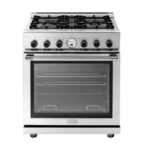 Superiore RN301SPS_S_ NEXT 30” Panorama Stainless Steel Range with 4 Gas Burners and Electric Oven