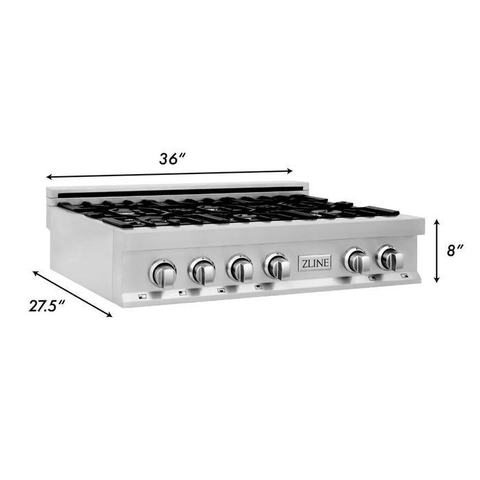 ZLINE 36" Porcelain Gas Stovetop with 6 Gas Burners (RT36)