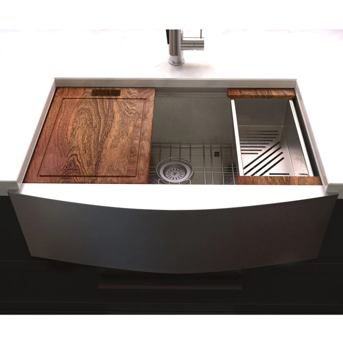 ZLINE 33" Moritz Farmhouse Apron Mount Single Bowl Kitchen Sink with Bottom Grid and Accessories (SLSAP-33)