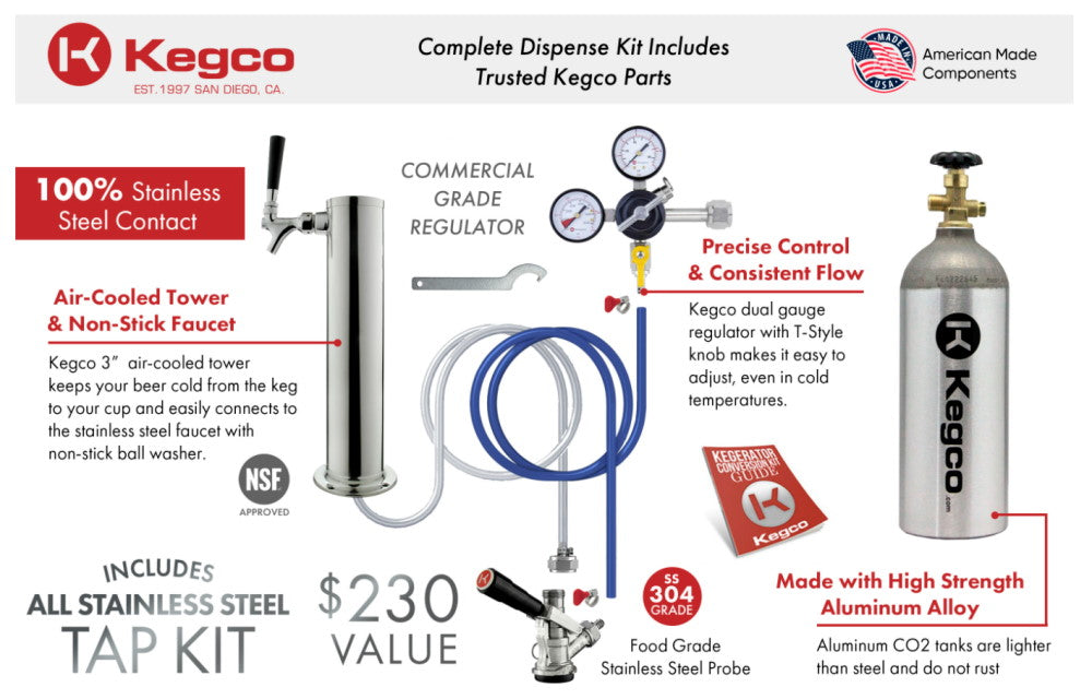Kegco Z163S Single Tap Stainless Steel Commercial/Residential Kegerator - 24" Wide