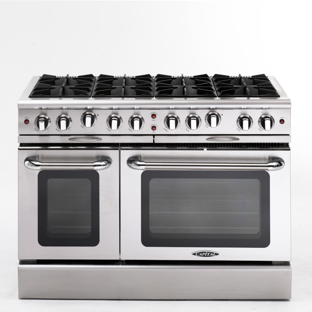 CGRT484BGN Capital Culinarian 48 Gas Range Top with 4 Open Burners and 12  Grill and 12