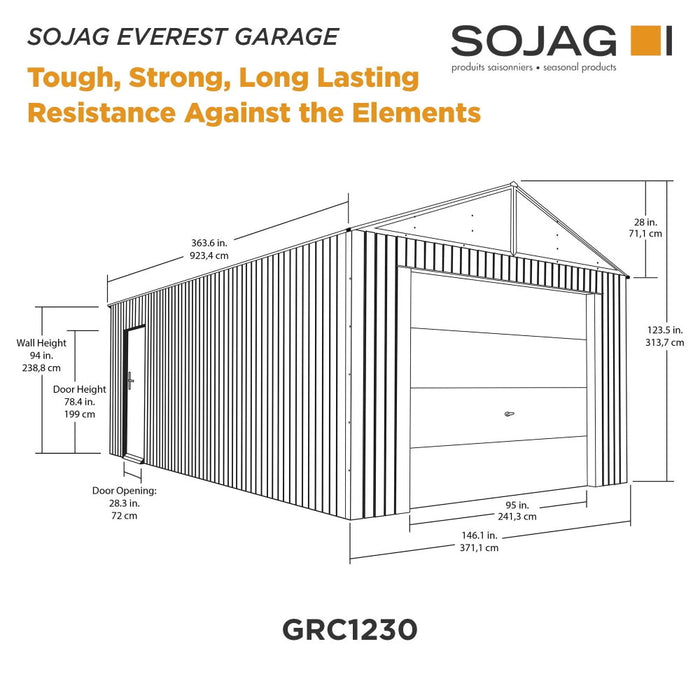 Sojag Everest Steel Garage, Wind and Snow Rated Storage Building Kit